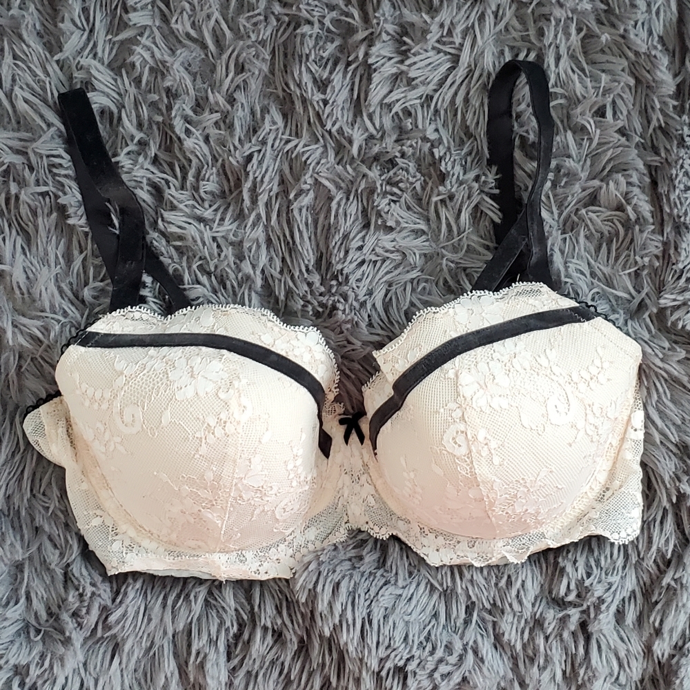 Black and Cream Lace Bra